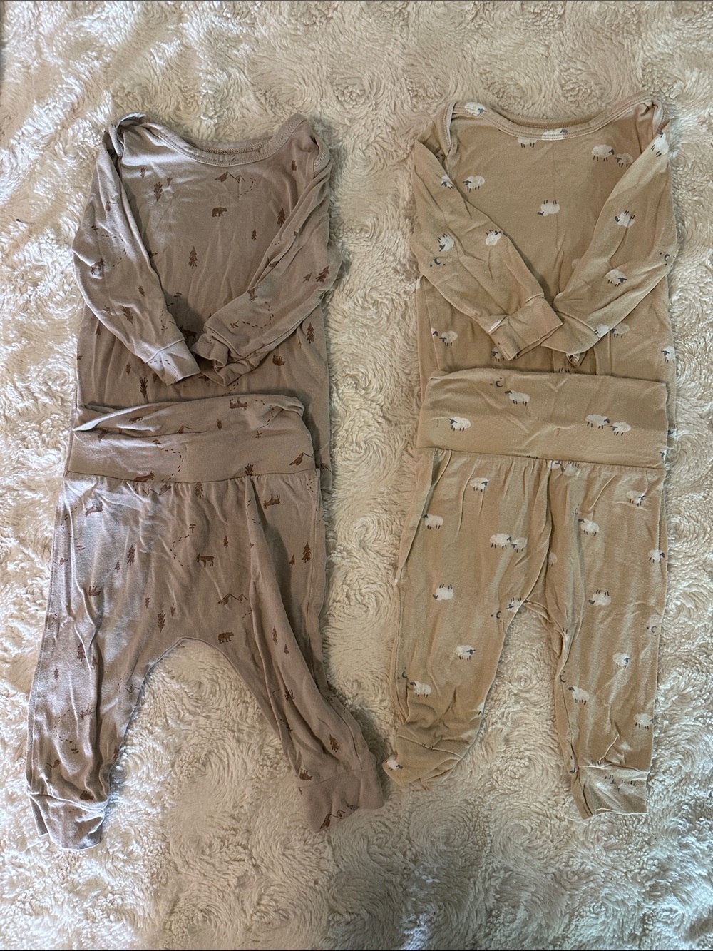 Kids Beige Animal Print Long-Sleeve Pajama Set